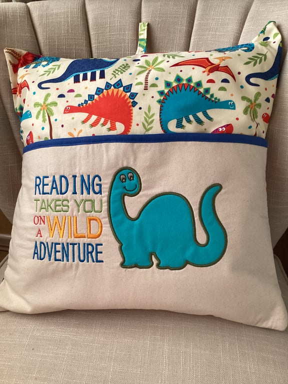 Dinosaur Book Cushion Cover - cushion pad NOT included 