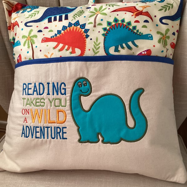 Dinosaur Book Cushion Cover - cushion pad NOT included 