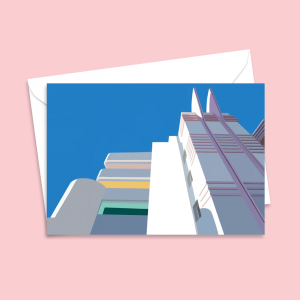 Art Deco Greetings Card - American Deco Building Blank Card