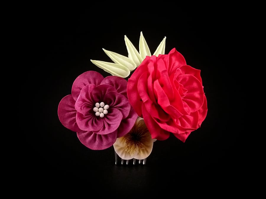 Festive Crimson Rose Headpiece 