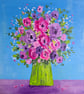 'Roses Forever Bouquet' original acrylic mini canvas