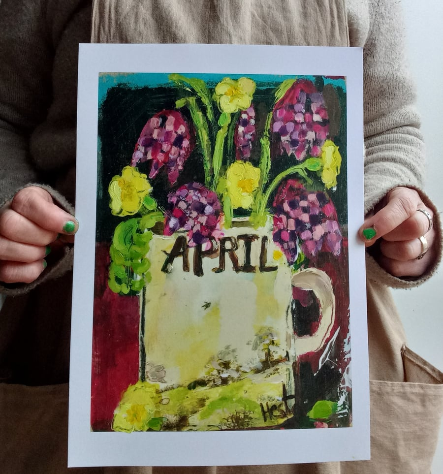 A4 embellished flower  print 