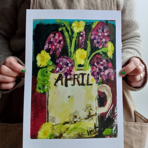 A4 embellished flower  print 