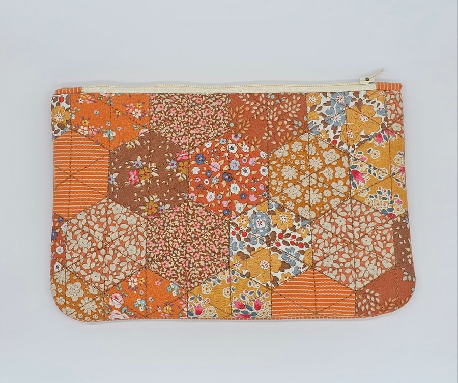 Beautiful and unique autumnal zipper pouch, Makeup bag, Travel pouch, zipper bag