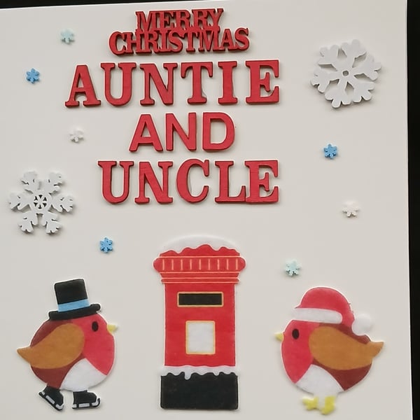 Handmade, Auntie and Uncle Christmas card 