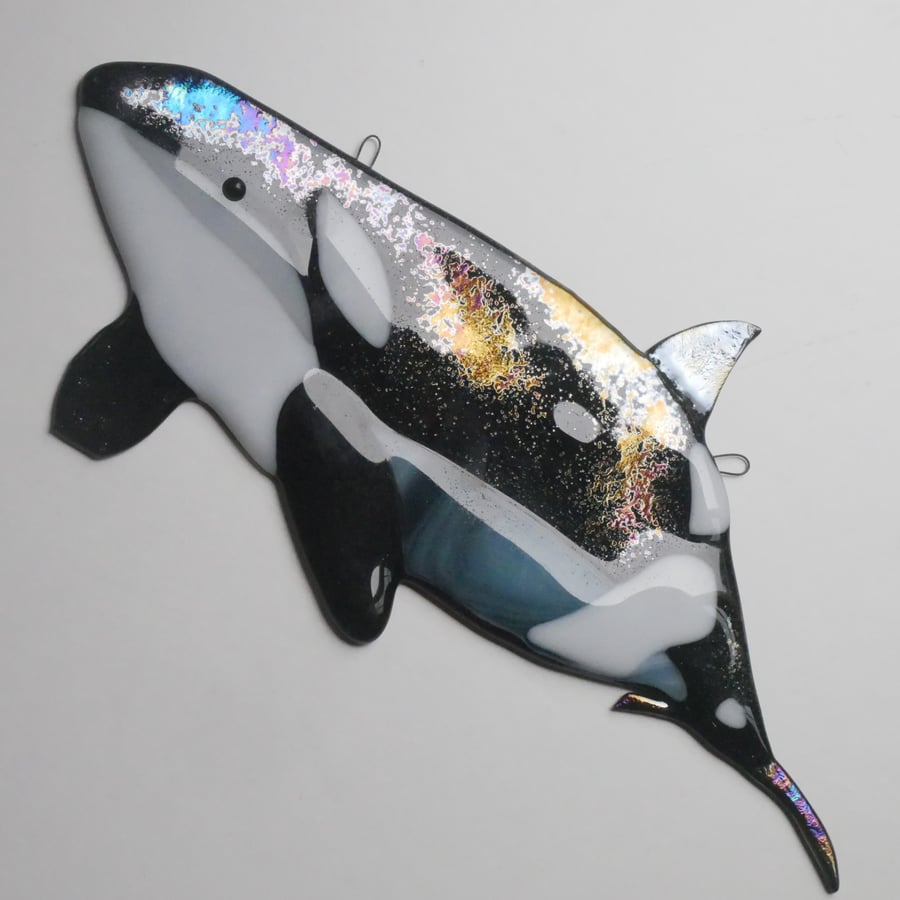 Orca Fused Glass Killer Whale Wall Hanging Decoration
