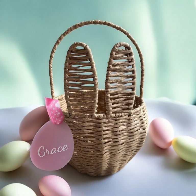Easter Basket with Personalised Egg Disc 