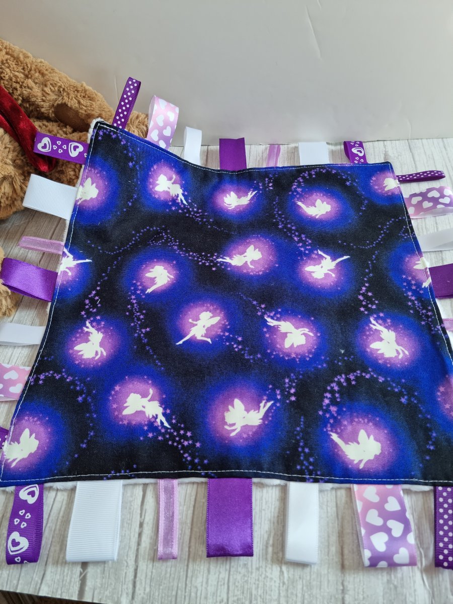 Purple Fairy glow-in-the-dark taggy blanket 