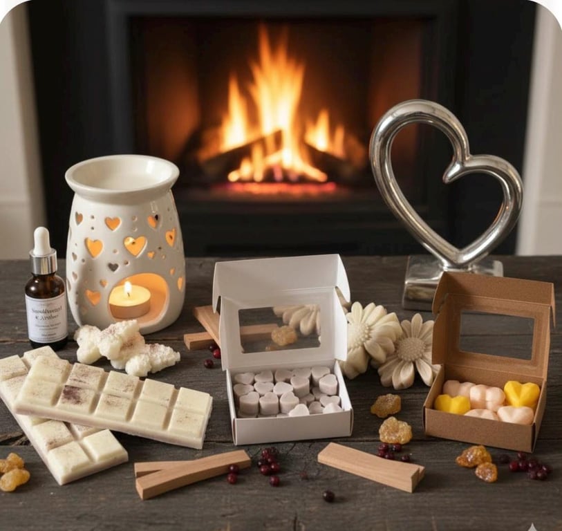 Sandalwood & Amber Highly Scented Heart Wax Melts, Uk Handmade,Vegan