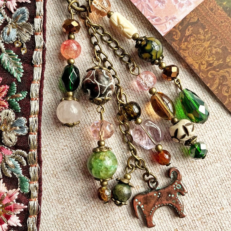 Handmade bag charm, boho bag charm, Taurus gift, Taurus bag charm