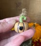 Tiny hanging ceramic pumpkin decoration black heart - Image 2