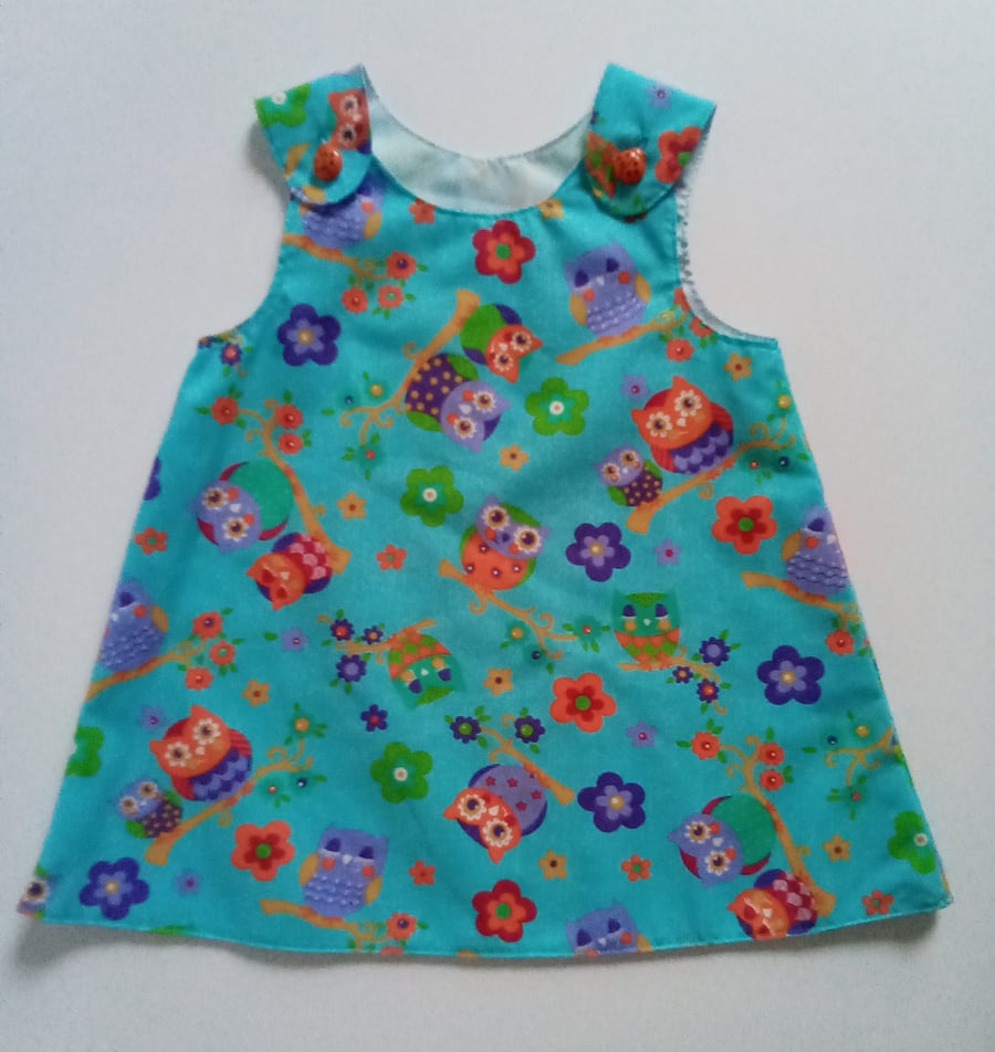 12-18 months, dress, Summer dress, A line dress, pinafore Dress, owls   
