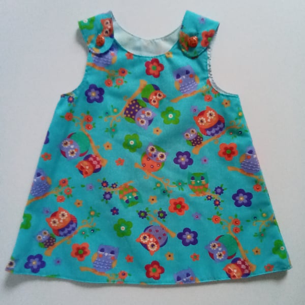 12-18 months, dress, Summer dress, A line dress, pinafore Dress, owls   