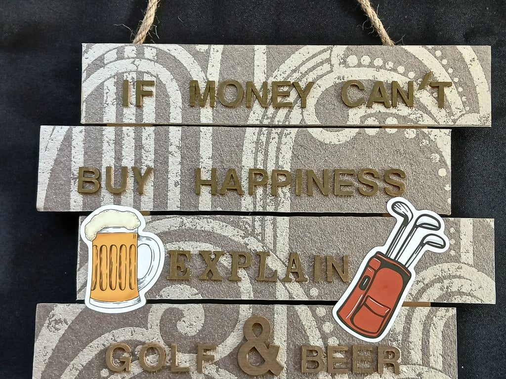 Golf themed hanging wooden sign 