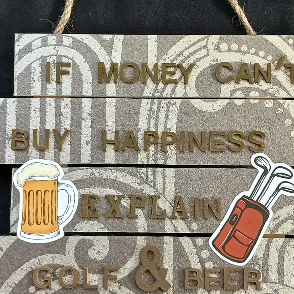 Golf themed hanging wooden sign 