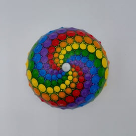 Rainbow Dot Painted Textured Stone