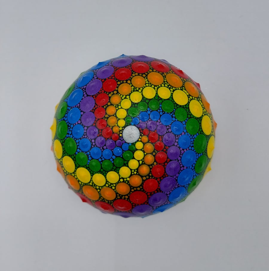 Rainbow Dot Painted Textured Stone