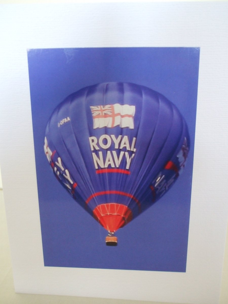 Photographic greetings card of a Royal Navy hot air balloon. 