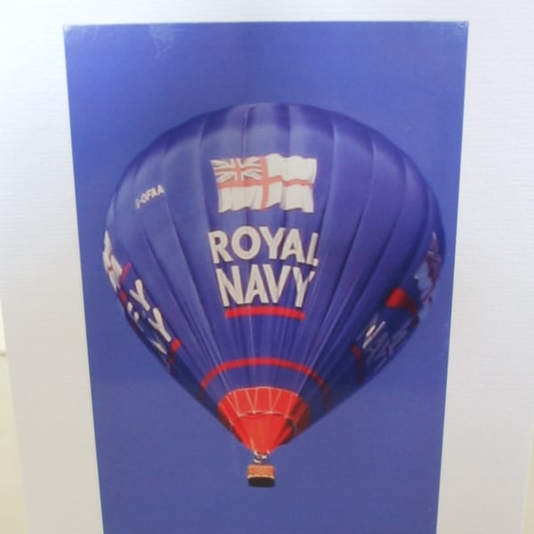 Photographic greetings card of a Royal Navy hot air balloon. 