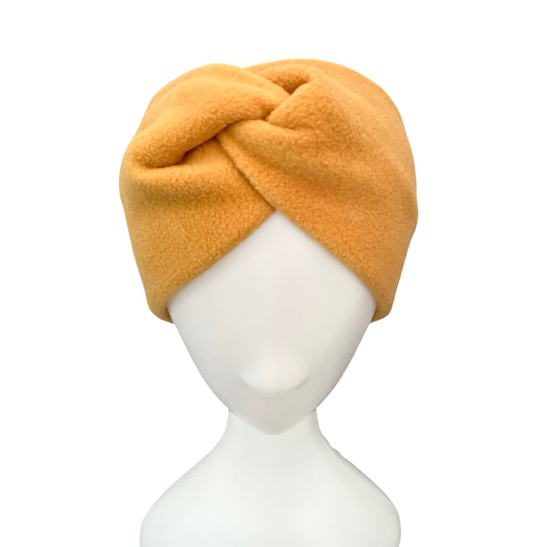 Mustard Winter Twist Turban Headband Chunky Cozy Fleece Ear Warmer Headband