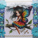 Fairy Rainbow Princess - Hand Crafted Decoupage Greeting Card - With Love 3313