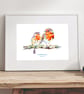 New baby gift - personalised robin family print - name and date of birth - Image 5