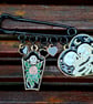 Safety Pin Brooch Badge black charms alternative emo skeleton hearts Valloween
