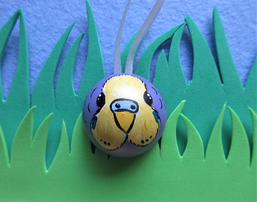 Christmas Tree Bauble Budgie Budgerigar Pet Bird violet Lilac Hanging Decoration
