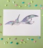 Pterydactyll,  dinosaur art print, watercolour galaxy  - Image 5