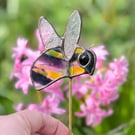 Stained Glass bee plant stake- cute bumblebee gift