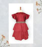 Red Taffeta and Chiffon Party Dress with Bow. Age 2-3yrs. G32 - Image 3