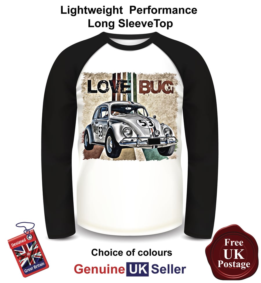 Herbie Long Sleeve Top, Love Bug Mens Top, Herbie Mens T Shirt