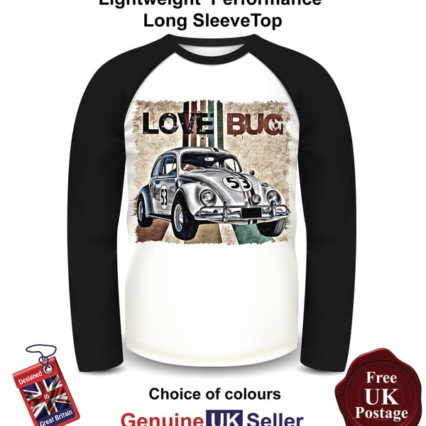 Herbie Long Sleeve Top, Love Bug Mens Top, Herbie Mens T Shirt