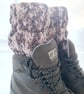 Boot Cuffs Harvest Moon, Brown Pink & Cream Ankle Warmers, One Size.