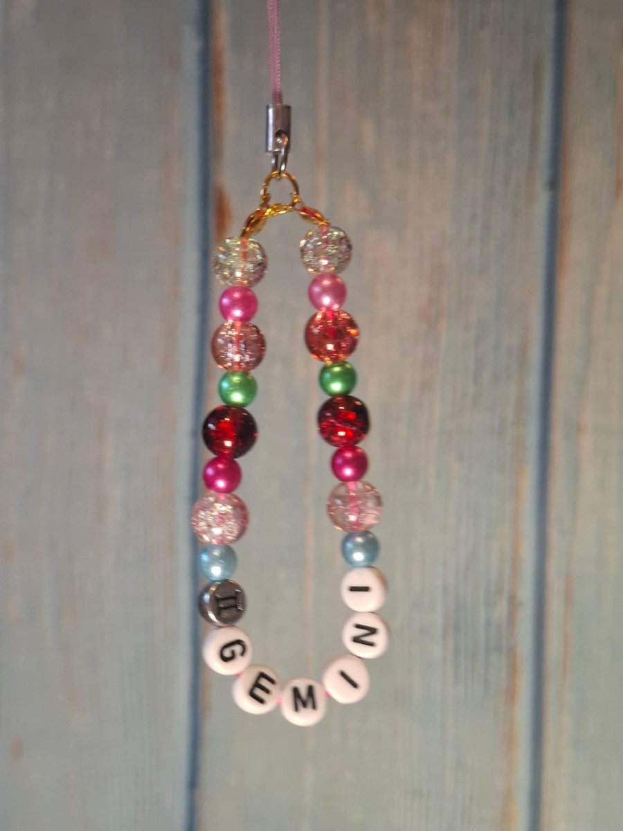 Gemini beaded phone charm
