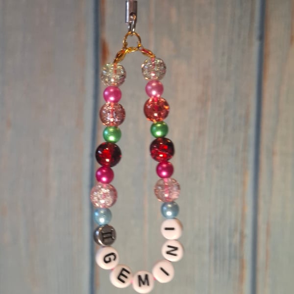 Gemini beaded phone charm