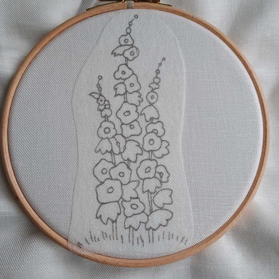 Embroidery transfer kit - Hollyhocks, inspired by a vintage 1930s motifs