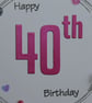 40th Birthday Card - Hot Pink Wreath Design  - Image 2