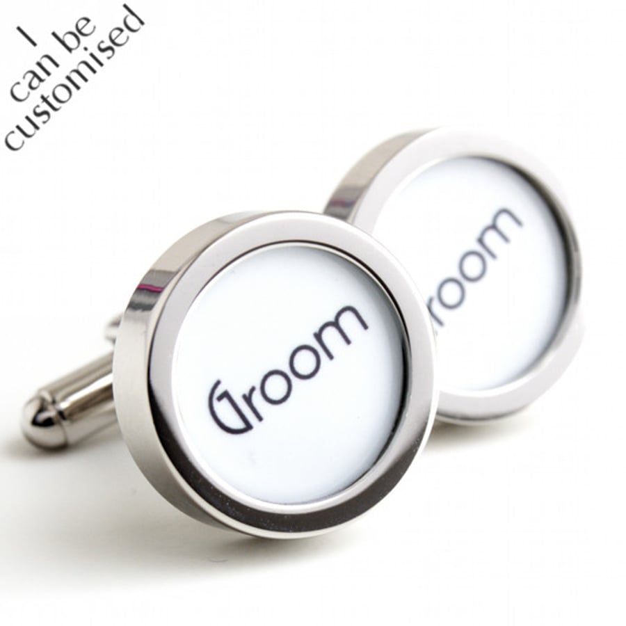 Groom Cufflinks in Elegant 1920s Art Deco Style Black and White