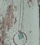 wave eternity necklace blue seaglass pendant 18" curb chain