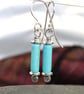 Scrolls turquoise silver earrings - Image 2