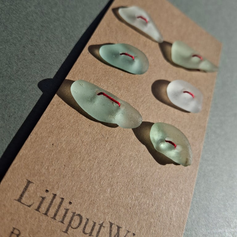 Set of six sea foam sea glass buttons