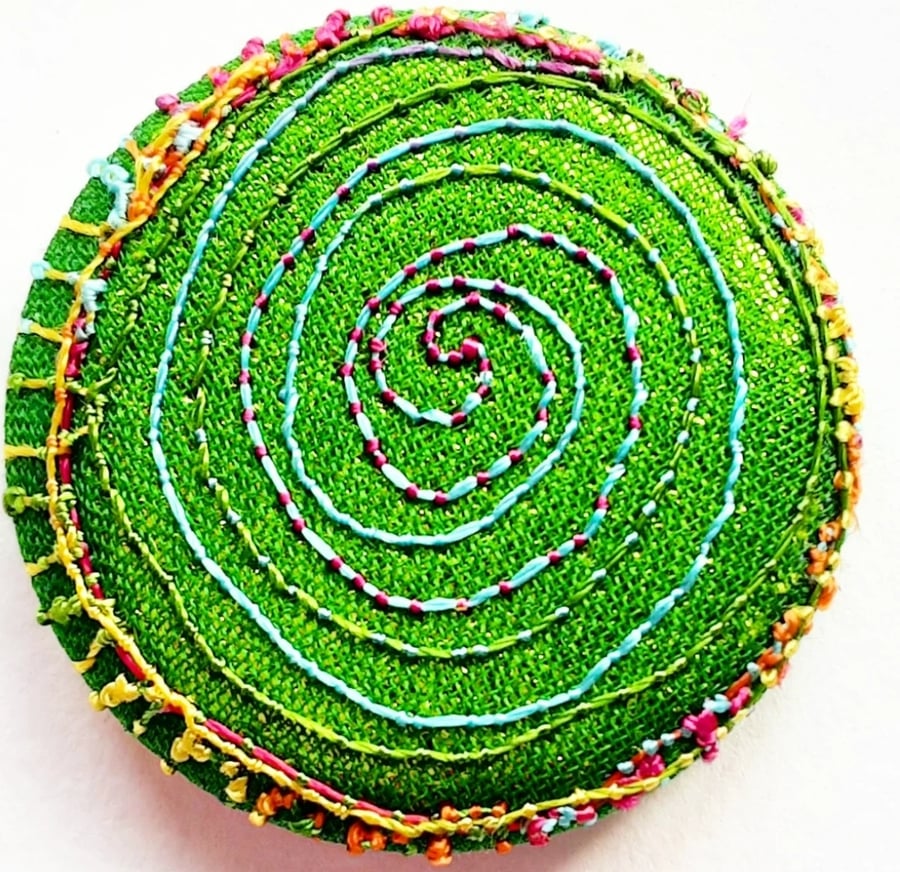 Buttons 1 inch button Hand Dyed Silks and Cottons Free Machine Embroidery Button