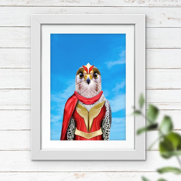 Falcon in clothes print: Blue sky (Animalyser)