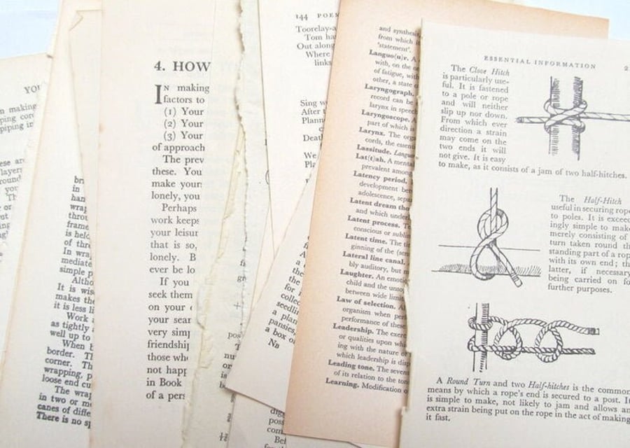 30 sheets of mixed vintage book pages: supply for scrapbooks, collage, decoupage