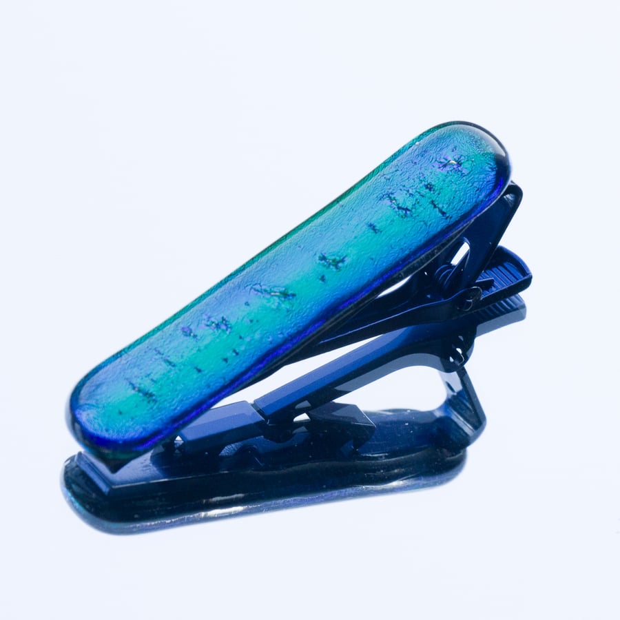 Green Dichroic Glass Tie Clip - 4065
