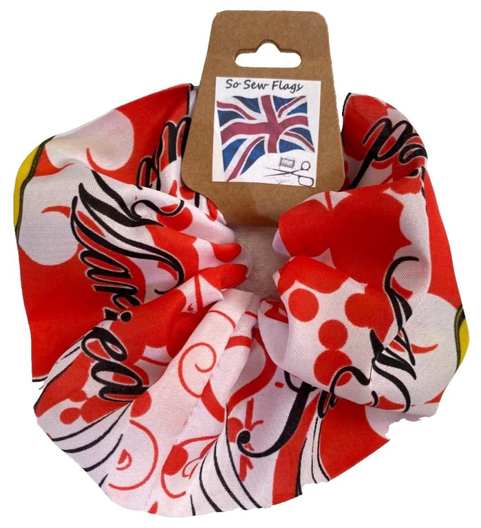 Just Married Flag Hair Scrunchie Scrunchies Accessory Band Elastic