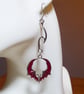 Red and Silver Enamelled Bat & Thorn Earrings with Silver Plated Ear Wires