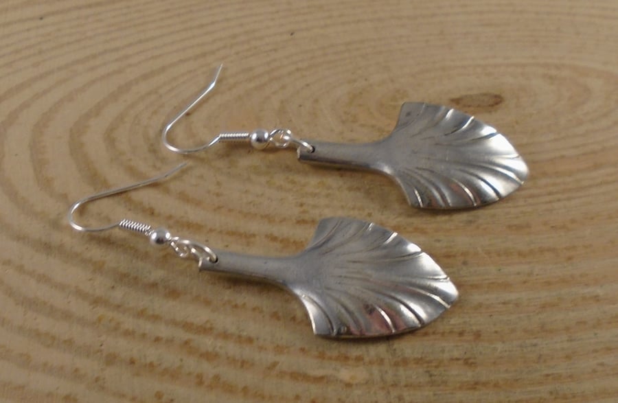 Upcycled Silver Plated Sugar Tong Spade Earrings SPE032109