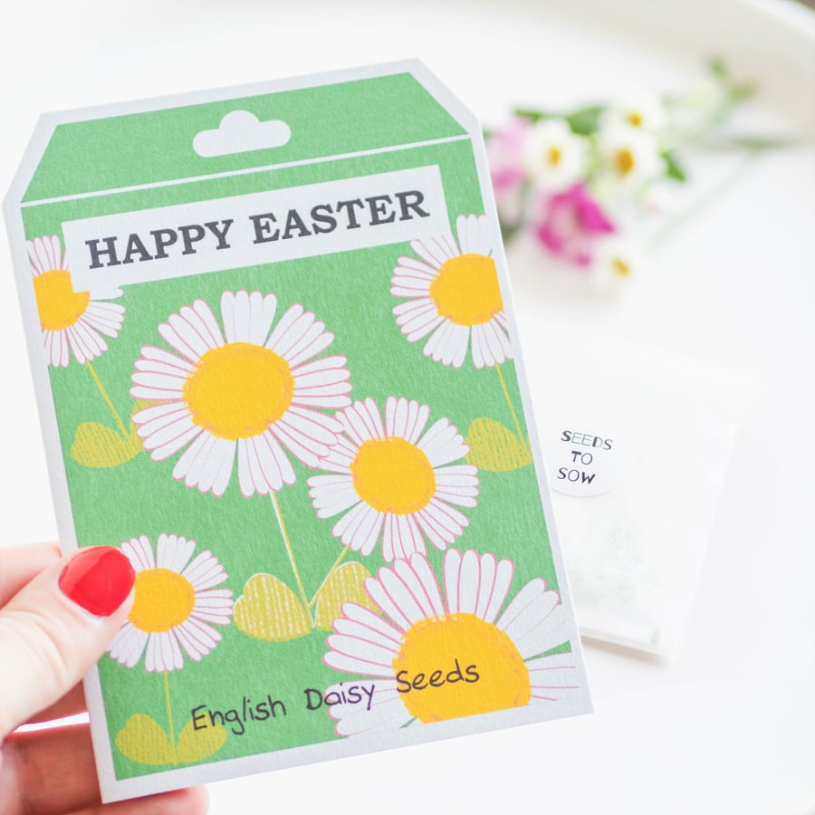Daisy Seed Easter Card - Daisy Seeds - Happy Easter - Greetings Card